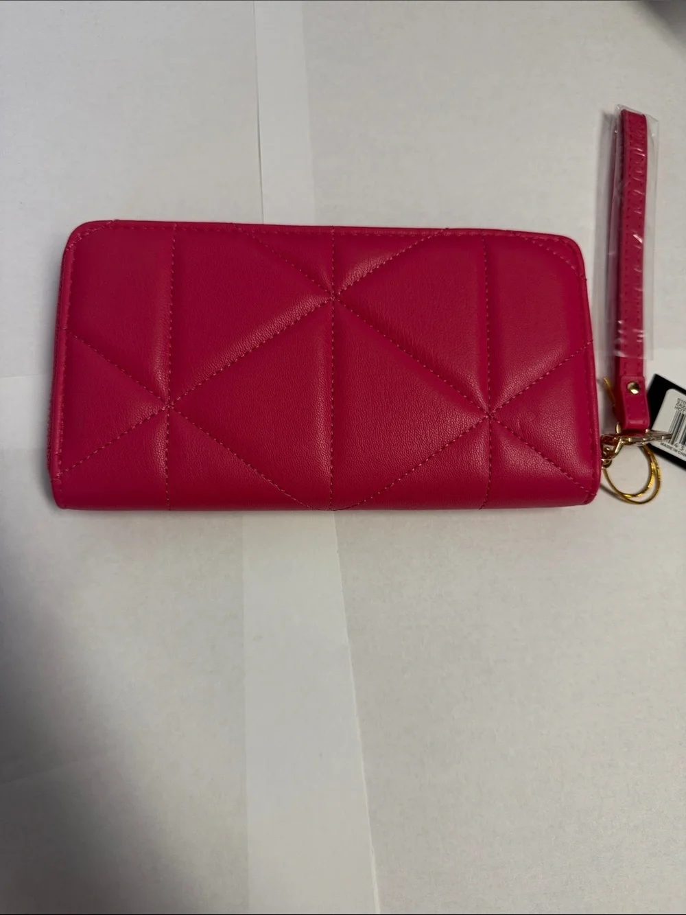 NWT Bebe Quilted Hot Pink Wristlet Wallet with Crystal Accent Monogram